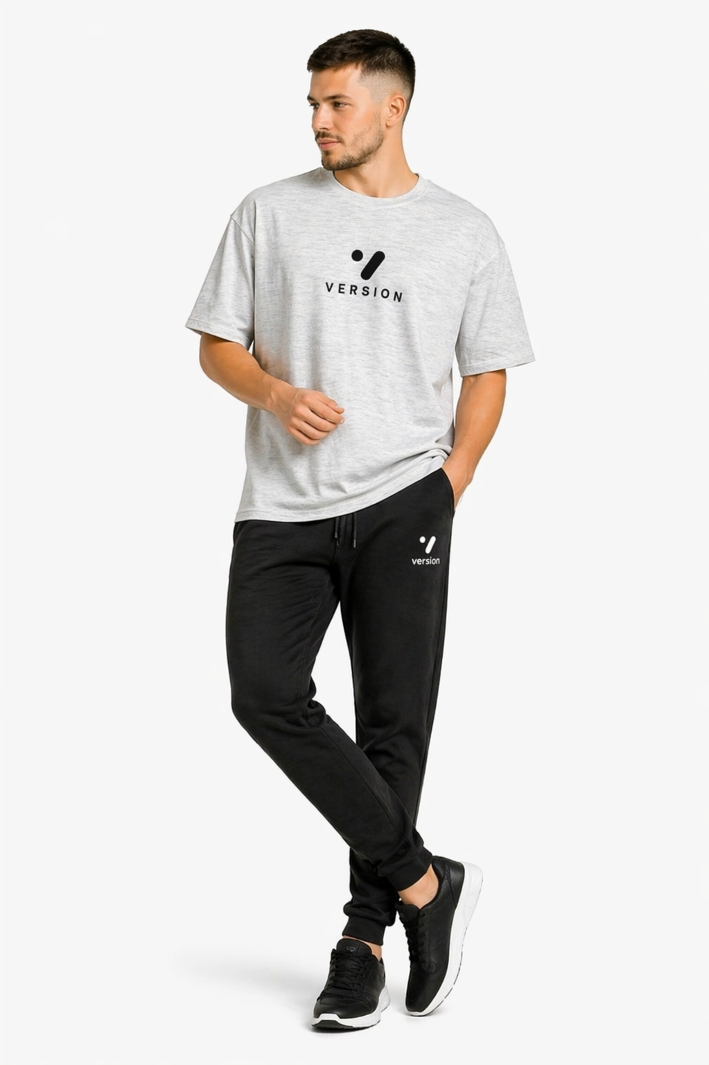 Tracksuit V-115 Gray Cotton Shirt Trouser Micro