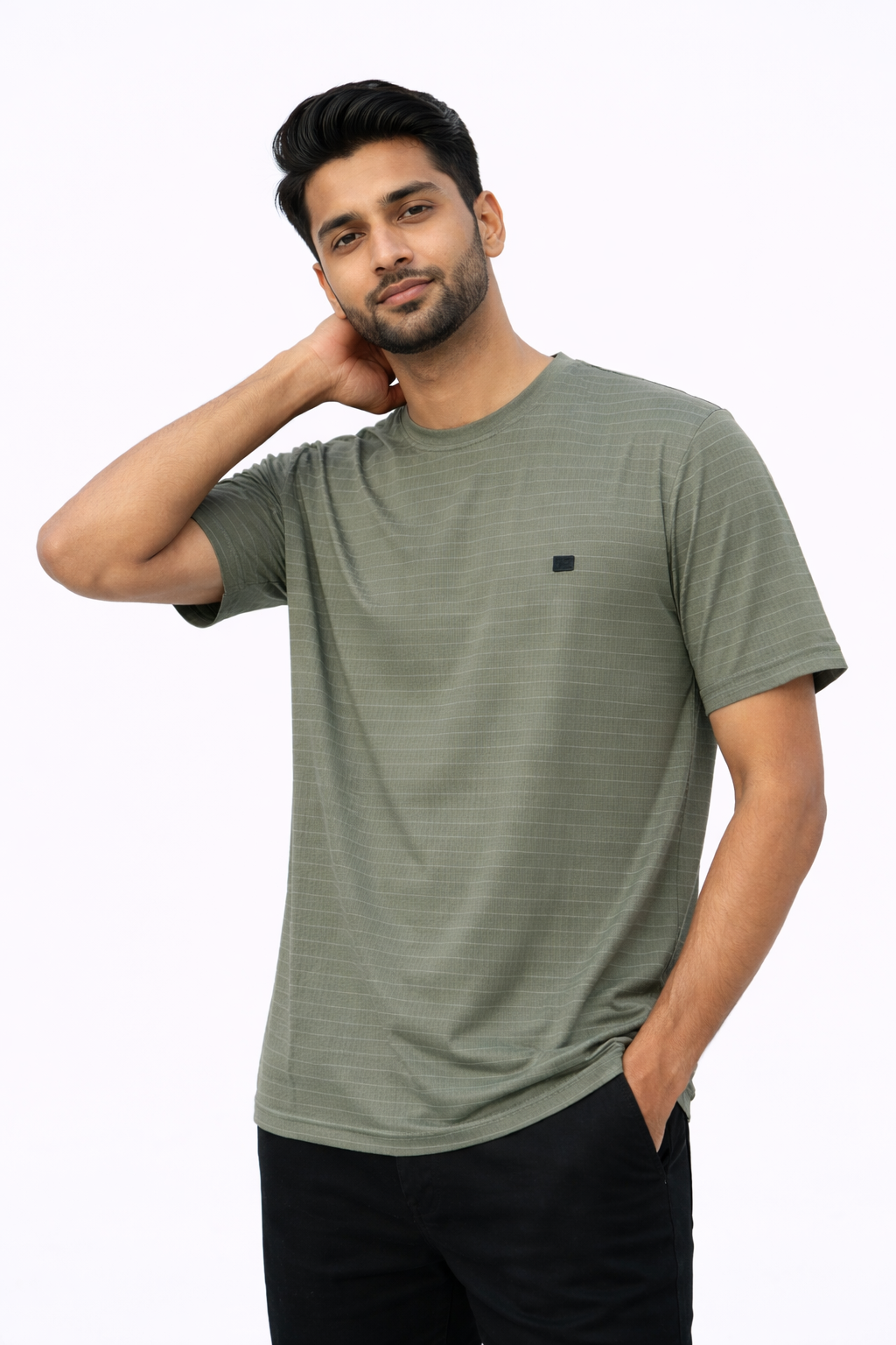 P-30 Imported Olive Green NIKE Round Neck T-Shirt