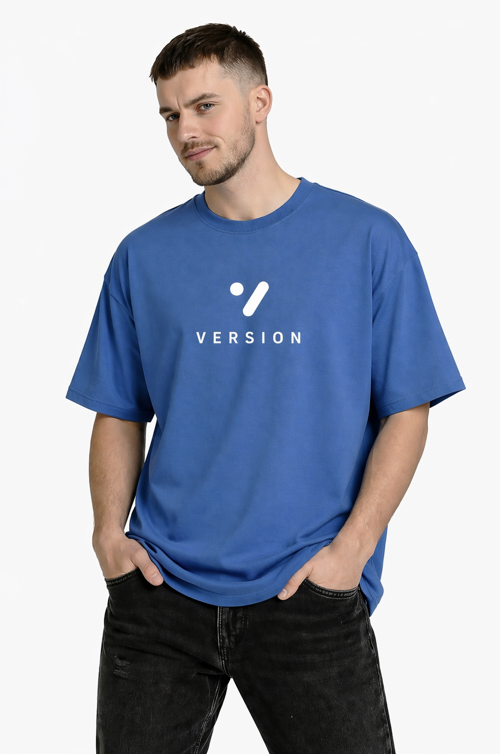 Premium V-125 Denim Blue T Shirt 100% Cotton
