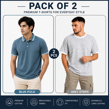 Pack Of Two Premium T-Shirt Pure Cotton