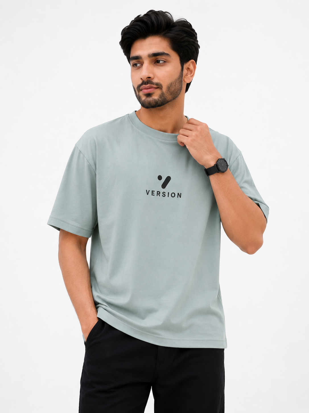 Premium V-140 Light Mint T-Shirt 100% Cotton Down Shoulder