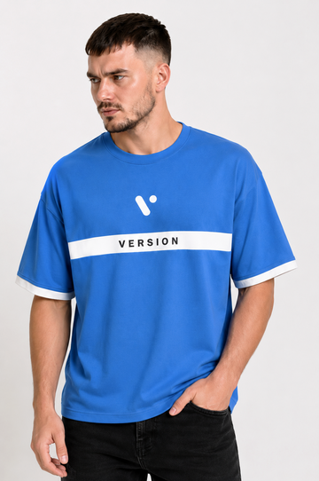 Premium V-119 Sky Blue 100% Cotton Down Shoulder T-Shirt