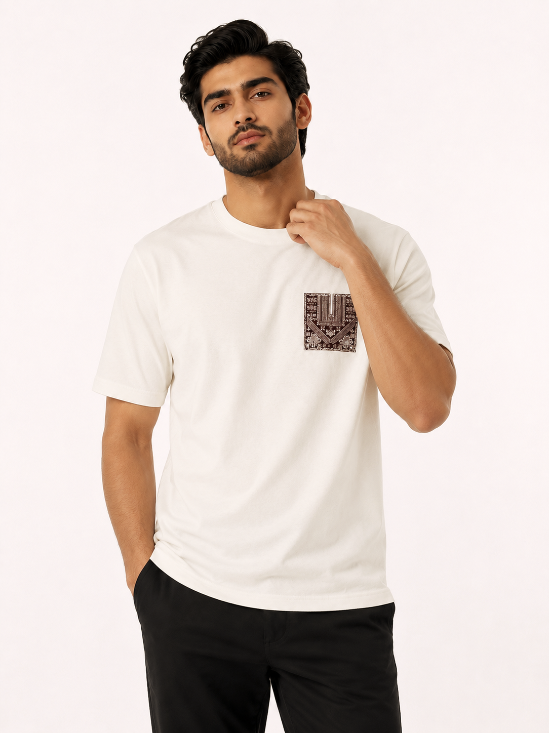 Premium V-134 Of White T- Shirt 99% Cotton